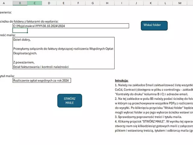 Automatyzacja wysyłki maili z Excela - makro VBA + Outlook